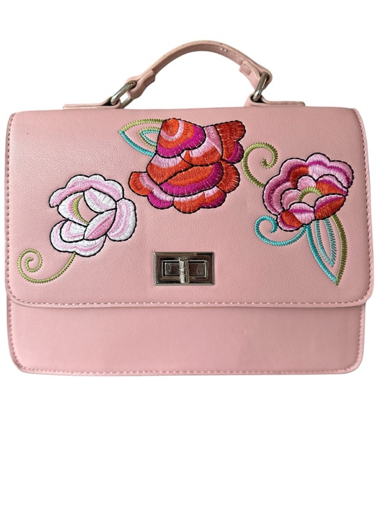 Carlos by Carlos Santana Handbags - Carlos by Carlos Santana Pink Structured Satchel Handbag with Colorful Flowers